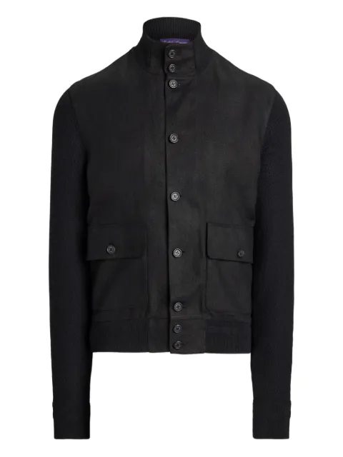 Ralph Lauren Purple Label knitted-panel button-front jacket Black 790973319002