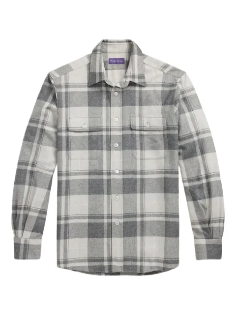 Ralph Lauren Purple Label checked pocket shirt Grey 790977159002