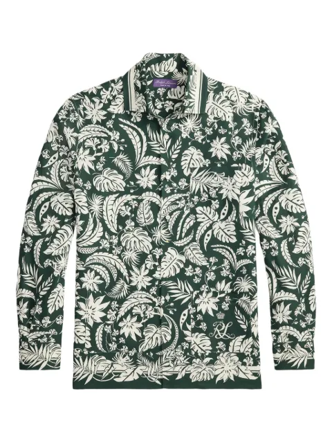 Ralph Lauren Purple Label leaf-print shirt Green 790961352001