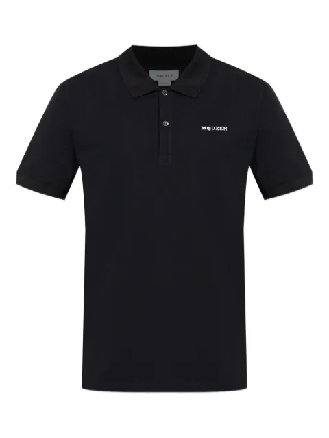 Alexander McQueen logo-embroidered cotton polo shirt Black 839229QXAAK