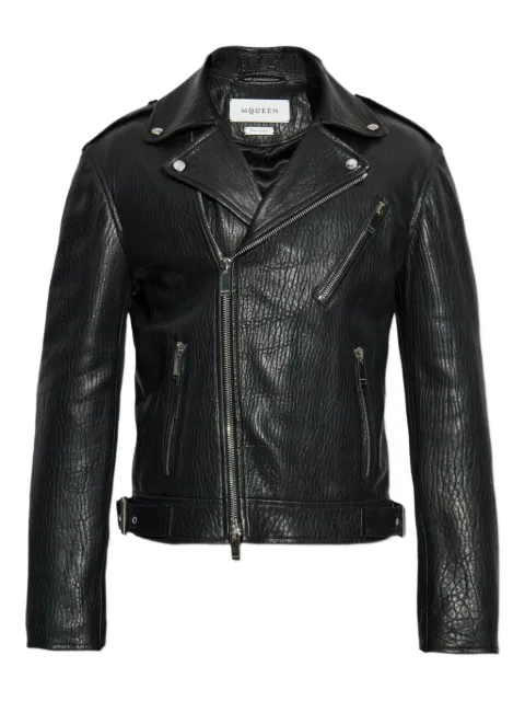 Alexander McQueen textured leather biker jacket Black 839817Q5LDS