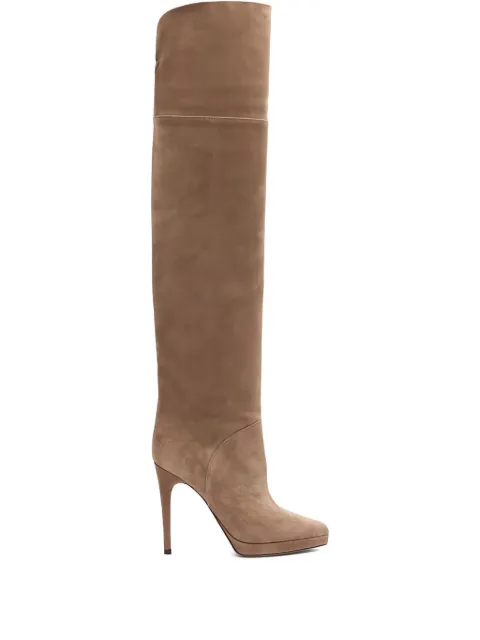 Casadei 100MM suede over-the-knee stiletto boots Brown 1T079A1001NOMAD