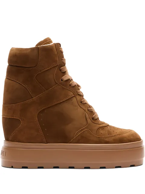Casadei 80mm lace-up wedge-heel sneakers Brown 2X082A0801RENNA