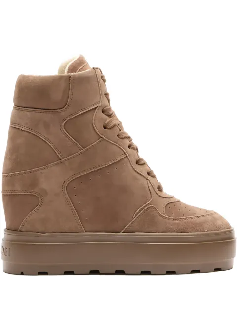 Casadei 80mm lace-up wedge-heel sneakers Brown 2X082A0801RENNA