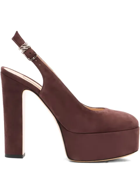Casadei 130mm Patty platform slingback pumps Brown 1G659A1301CAMOS