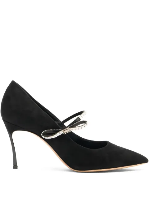 Casadei 80mm Starsway crystal-embellished pointed-toe pumps Black 1F016A080TT0526