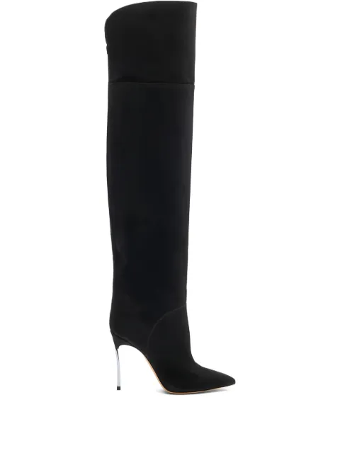 Casadei 100MM metallic-heel suede over-the-knee boots Black 1T076A100MC1832