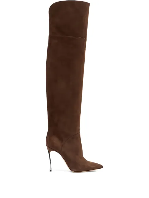 Casadei 100MM metallic-heel suede over-the-knee boots Brown 1T076A100MC1832