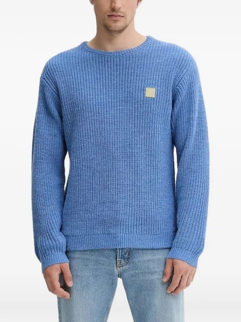 American Vintage Crashway ribbed-knit logo-patch sweater Blue MCRA18AE25