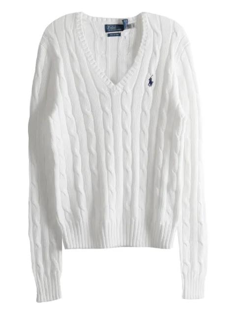 Polo Ralph Lauren cable-knit cotton V-neck jumper White 211971870003