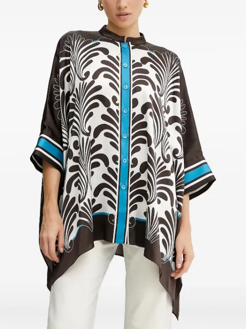 LUISA SPAGNOLI leaf-print button top Brown 541734