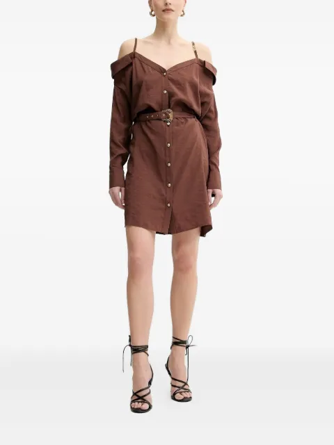 Versace Jeans Couture off-shoulder belted shirt dress Brown 78HAO911N0433