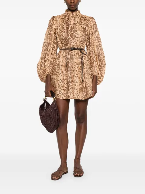 ZIMMERMANN Cascadian leopard-print mini dress Brown 4593DSS255