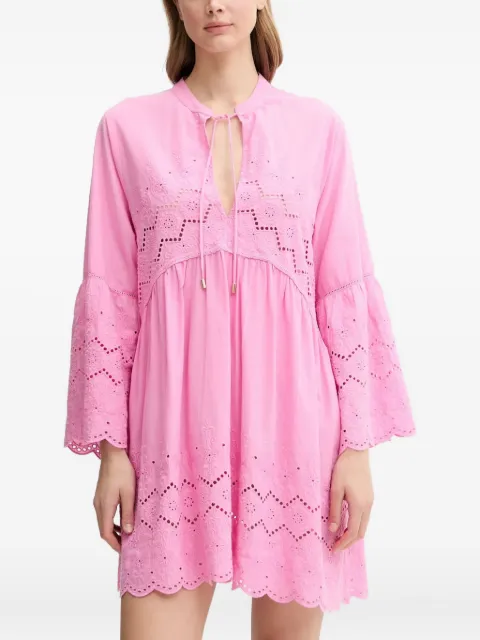 Melissa Odabash eyelet-embroidered bell-sleeve dress Pink MOSEBENNA