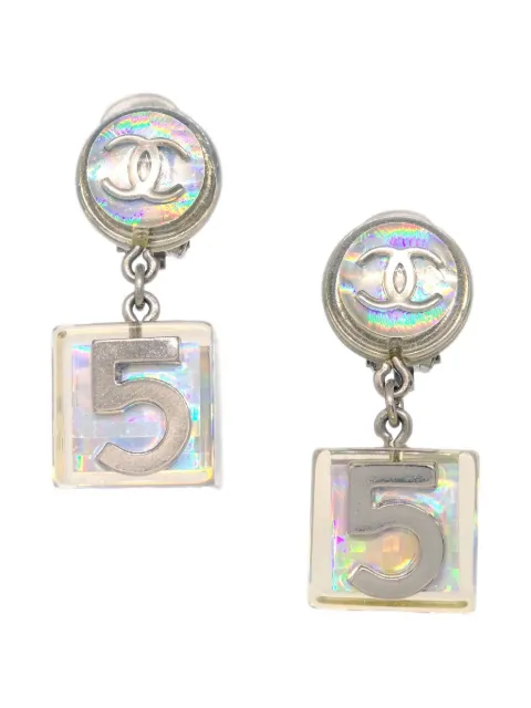 CHANEL Pre-Owned 1997 N°5-motif clip-on earrings Silver ER175994