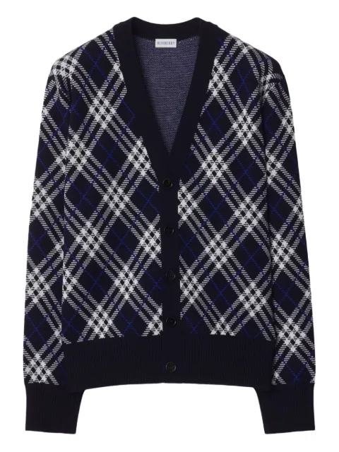 Burberry Check wool blend cardigan Blue 8111383
