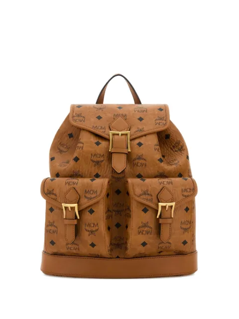 MCM small Aren monogram-print backpack Neutrals MWKFATA01