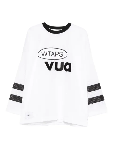 WTAPS Netminder logo striped-detail T-shirt White 252ATDTCSM21