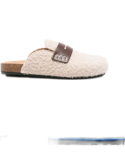 JW Anderson leather-detail shearling mules Neutrals LF0030FA0468132