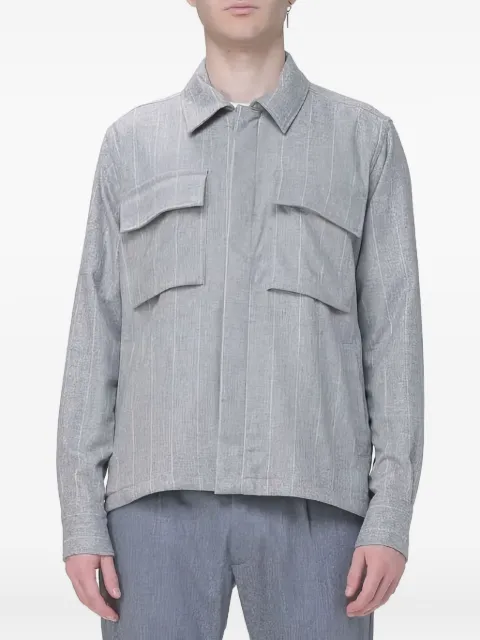 Eleventy striped pocket shirt Grey L75CAML05TES0L147