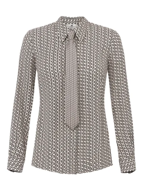 Elisabetta Franchi geometric-print tie-neck blouse White CA10956E2