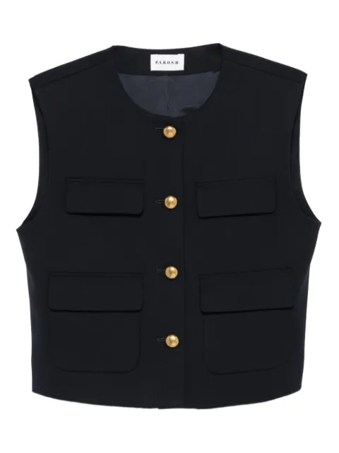 P.A.R.O.S.H. pocketed buttoned waistcoat Blue LILIUXY25D410047G