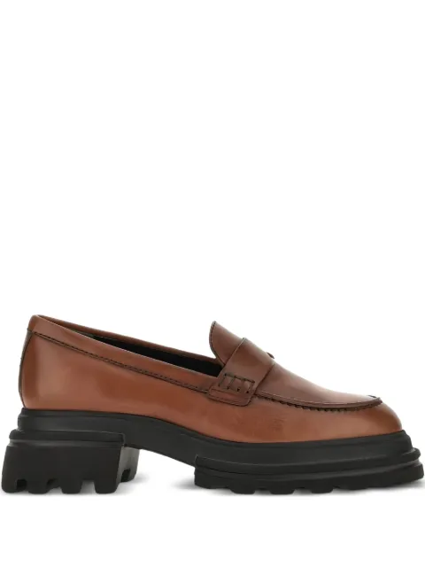 Hogan 50mm penny-strap leather loafers Brown HXW6740FM5IKXT