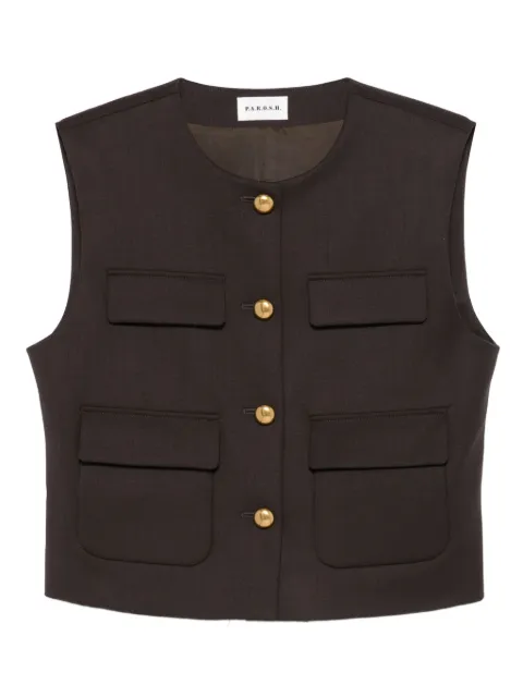 P.A.R.O.S.H. pocket-detail buttoned gilet Brown LILIUXY25D410047G