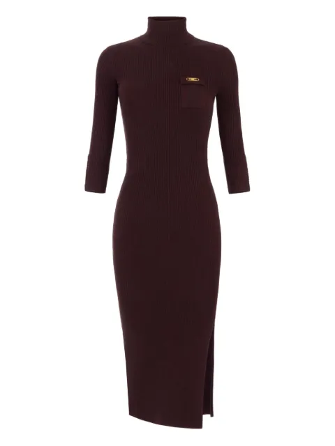 Elisabetta Franchi high-neck ribbed-knit dress Red AM23B56E2