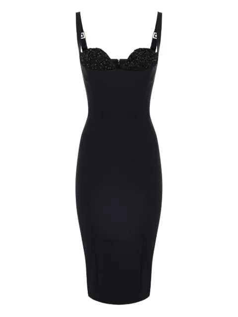Elisabetta Franchi bead-embellished crêpe midi dress Black AB83557E2