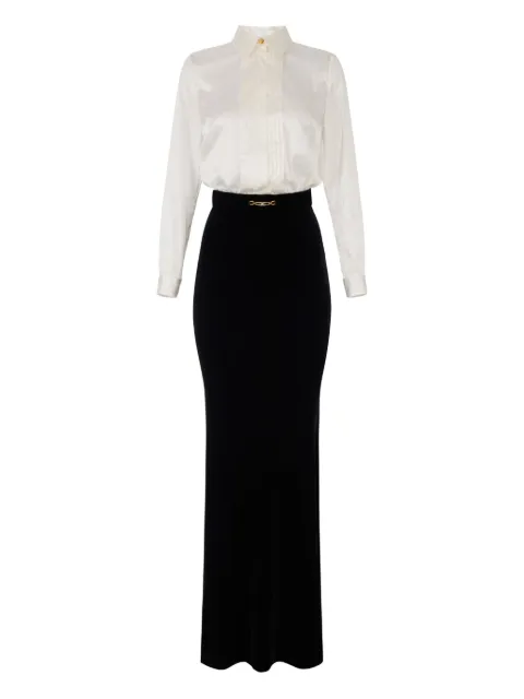 Elisabetta Franchi pleated-front maxi dress Neutrals ABR4657E2