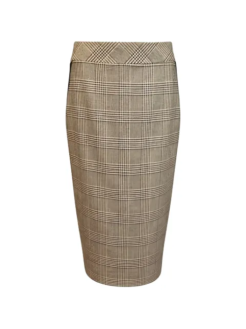 D.Exterior checked midi pencil skirt Brown 61842