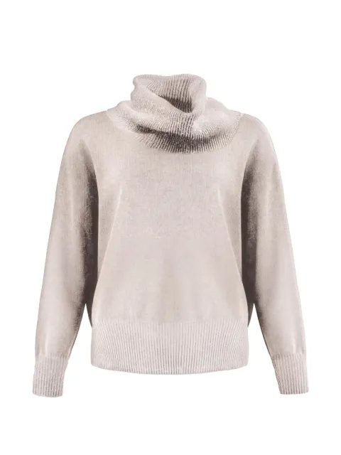D.Exterior long-sleeve ribbed-trim sweater Neutrals 614264TALC