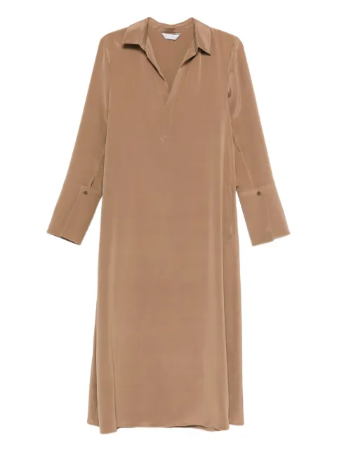 Max Mara button-cuff silk dress Brown 2521226018600