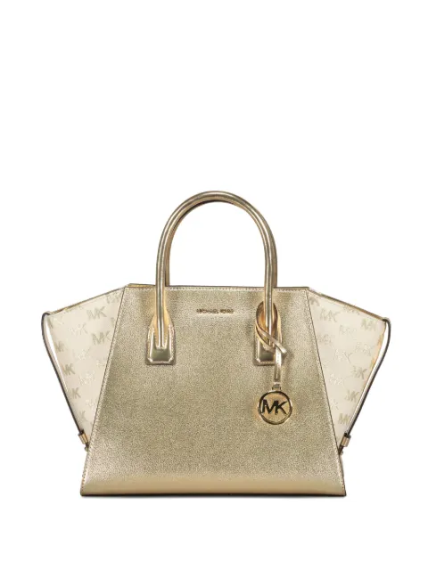 Michael Kors large Avril metallic leather logo tote bag Yellow 35S5G4VS3M