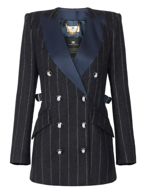 Elisabetta Franchi pinstripe satin-lapel blazer Blue CP00856E2