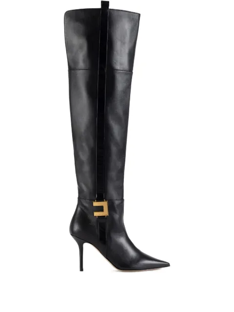 Elisabetta Franchi leather logo-plaque boots Black SA04L56E2