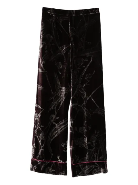 La DoubleJ velvet floral trousers Red TRO0116DEV004BMB03RE07