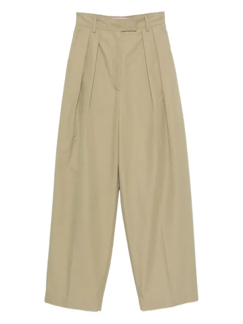 La DoubleJ pleated cotton trousers Green TRO0156COT067SOLID