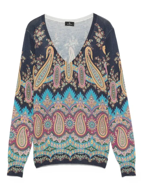 ETRO paisley-print V-neck sweater Blue WRKE0024AKA03