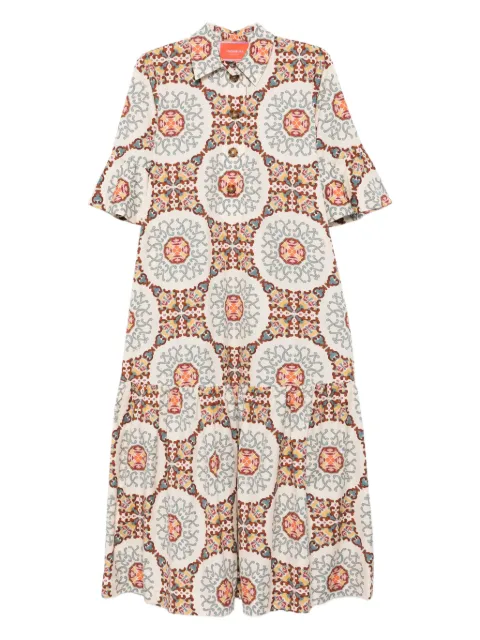 La DoubleJ patterned midi dress Neutrals DRE0176COT039BAL01WH04