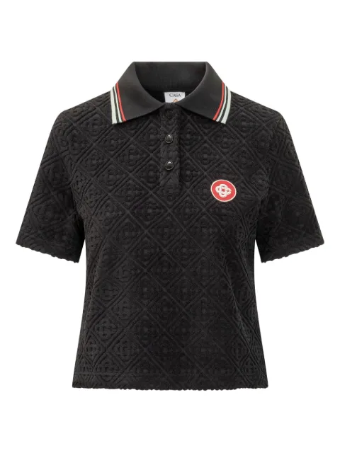 Casablanca monogram-jacquard polo shirt Black WPF25JTP37701