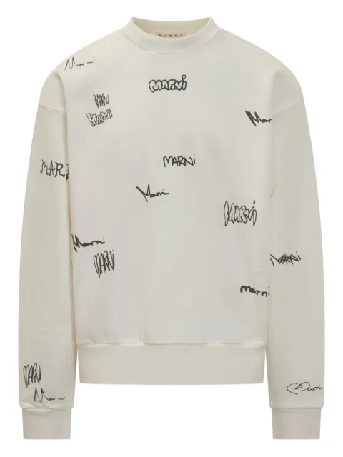 Marni logo-print sweatshirt Neutrals FUMU0074PYUSCY35