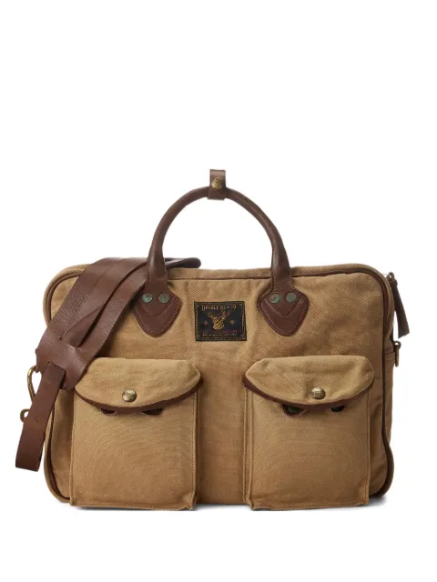 Ralph Lauren RRL leather-trim canvas briefcase Neutrals 417931953001