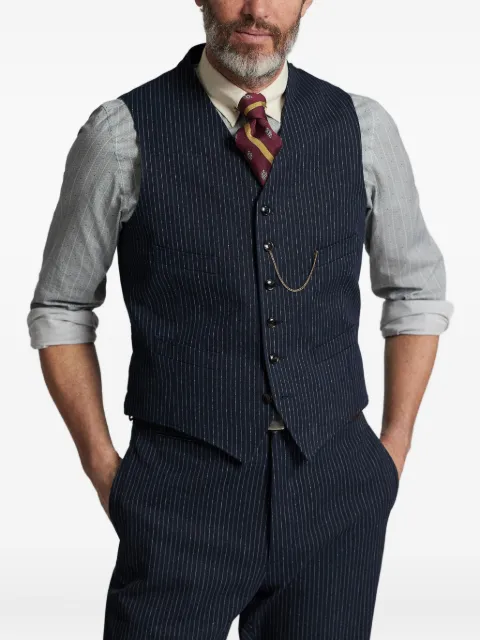 Ralph Lauren RRL pinstripe cotton waistcoat Blue 782976964001