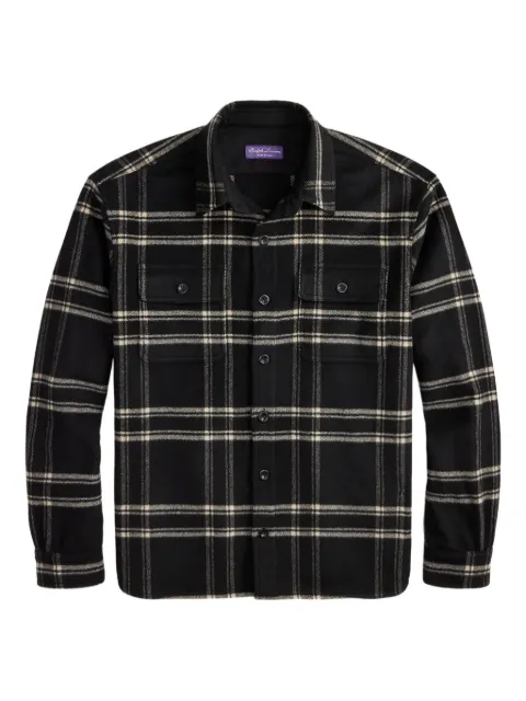 Ralph Lauren Purple Label plaid long-sleeve shirt Black 790P01676001
