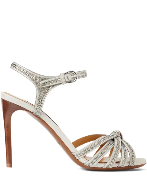 Ralph Lauren Collection 95mm embellished knot heeled sandals Grey 800P02617002