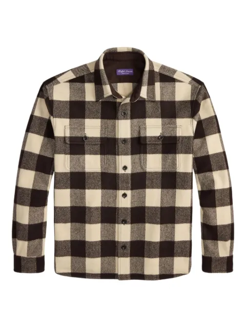 Ralph Lauren Purple Label check-pattern wool shirt Brown 790P01675001