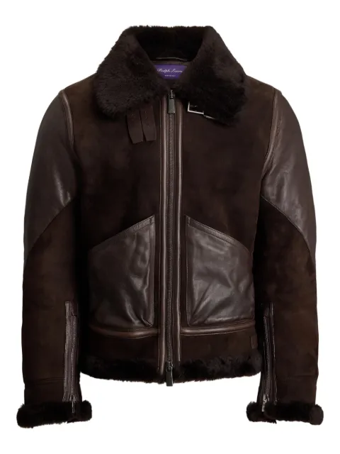 Ralph Lauren Purple Label shearling-collar biker jacket Brown 790982901001