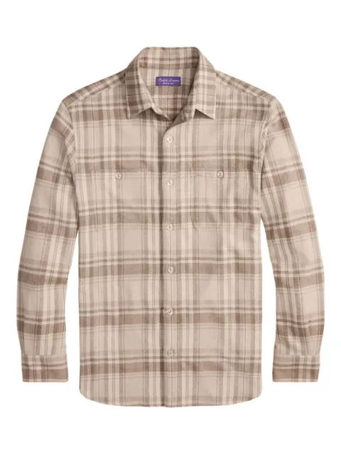 Ralph Lauren Purple Label plaid long-sleeve shirt Neutrals 790982389001